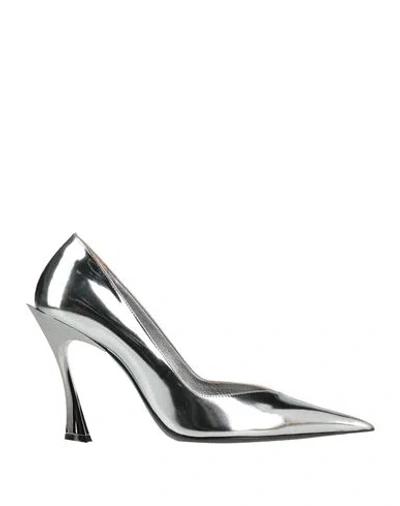 Mugler Woman Pumps Silver Size 6 Leather In Black