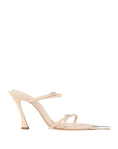 Mugler Woman Sandals Beige Size 8 Leather In Neutral