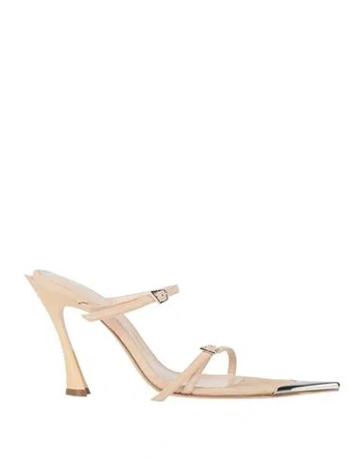 Mugler Woman Sandals Beige Size 9 Leather In Neutral