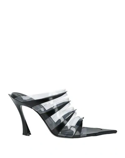 Mugler Woman Sandals Black Size 10 Leather, Rubber