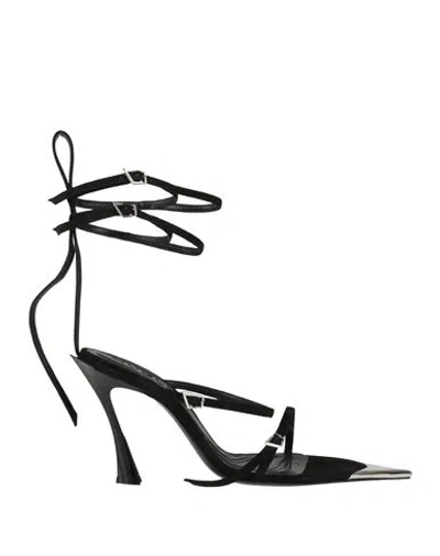 Mugler Woman Sandals Black Size 8 Leather