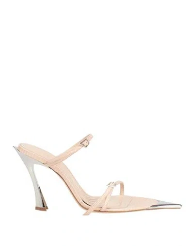 Mugler Woman Sandals Blush Size 8 Leather In Pink