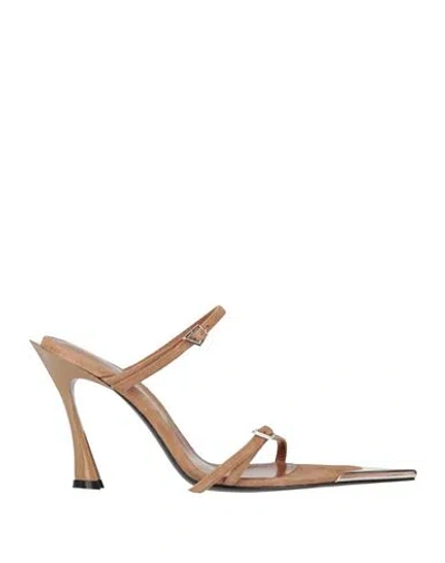 Mugler Woman Sandals Camel Size 8 Leather In Brown