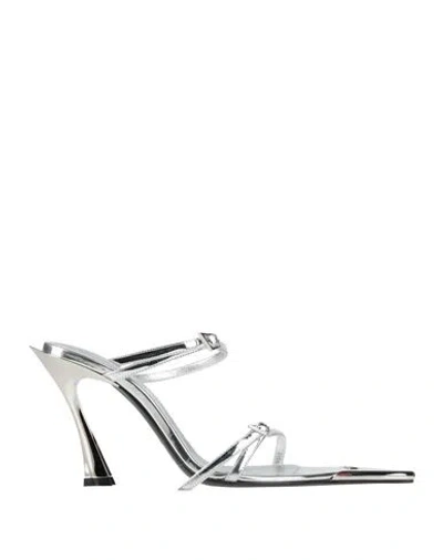 MUGLER MUGLER WOMAN SANDALS SILVER SIZE 6 LEATHER