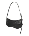 Mugler Spiral Curve Medium Leather And Quilted Denim Shoulder Bag In Black