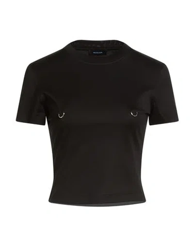 Mugler Woman T-shirt Black Size Xl Cotton In Animal Print