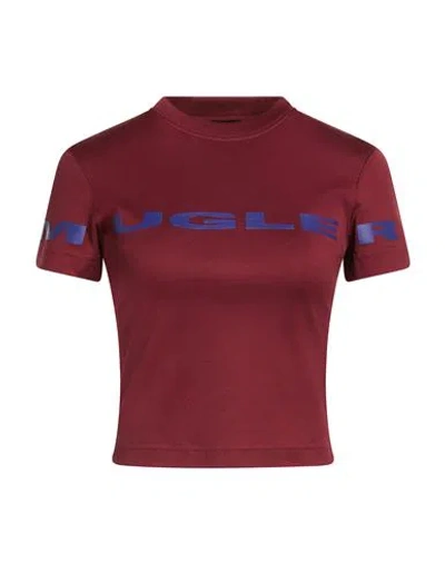 Mugler Woman T-shirt Burgundy Size Xl Cotton