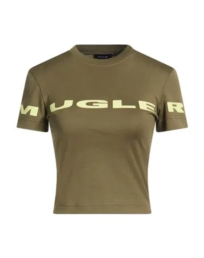 Mugler Woman T-shirt Military Green Size S Cotton