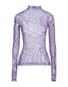 Mugler Woman T-shirt Purple Size 2 Polyamide, Elastane