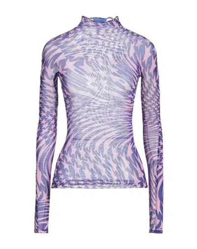 Mugler Woman T-shirt Purple Size 2 Polyamide, Elastane