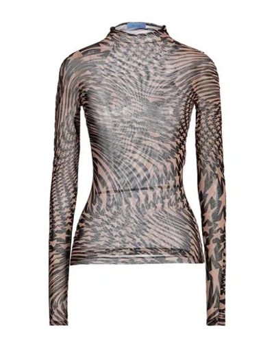Mugler Woman T-shirt Sand Size 6 Polyamide, Elastane