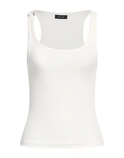 Mugler Woman Tank Top Off White Size Xl Cotton, Elastane