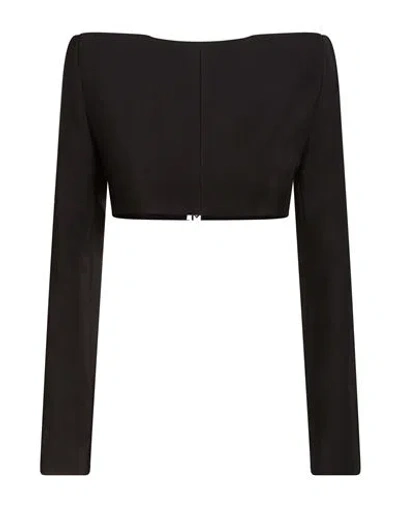 Mugler Woman Top Black Size 4 Viscose, Virgin Wool