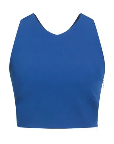 Mugler Woman Top Bright Blue Size 4 Viscose, Polyamide, Elastane
