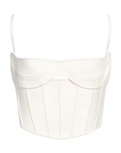 Mugler Woman Top Ivory Size Xl Viscose, Polyester
