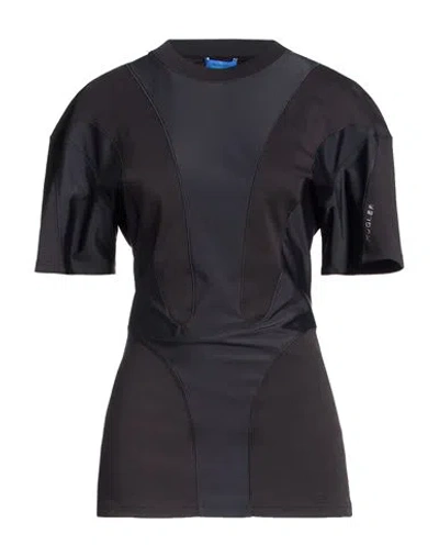Mugler Woman T-shirt Black Size M Organic Cotton, Polyamide, Rubber
