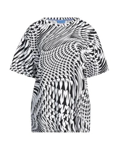 Mugler Woman T-shirt White Size 14 Organic Cotton In Black