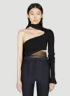 Mugler Women Asymmetric Bodysuit In Black