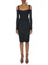 Mugler Ribbed Off-shoulder Mini Dress In Black