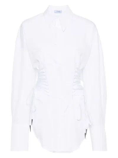 Mugler Cotton Bustier Shirt In White