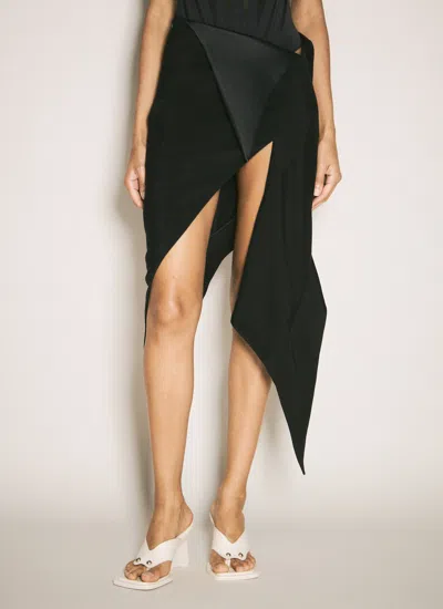 Mugler Women Cummerbund Satin Skirt In Black