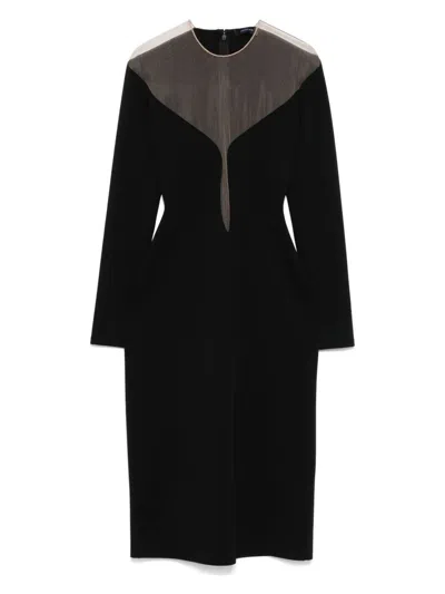 Mugler Women's Deep Neck Fit Midi Dress In Black