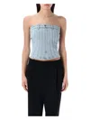 Mugler Women's Denim Bustier Top In Medium Blue
