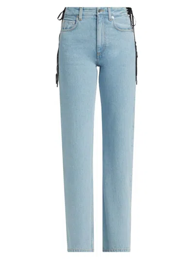 Mugler Women's Lace-up Mid-rise Slim Jeans In Blue