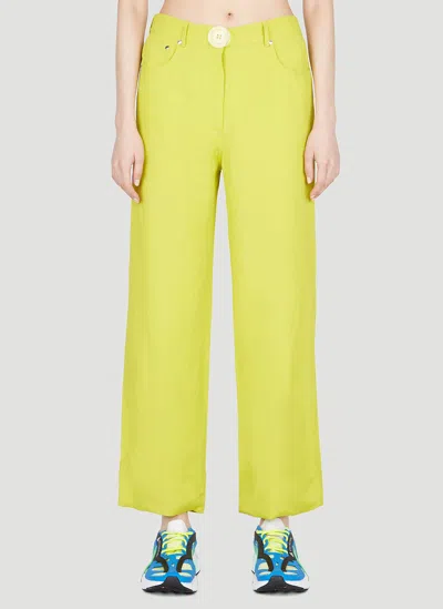 Mugler Women Maxi Button Pants In Yellow