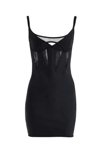 Pre-owned Mugler Women's  H&m Corsetstyle Mini Dress In Black