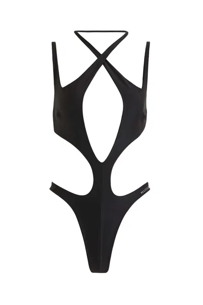 Pre-owned Mugler Women's  H&m Halterneck Cutout Swimsuit In Black