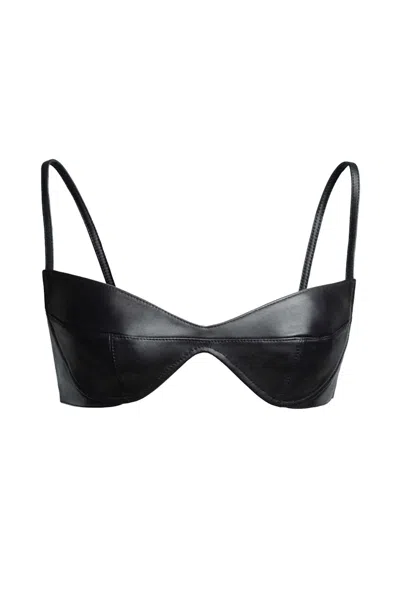 Pre-owned Mugler Women's  H&m Leather Bra In Black