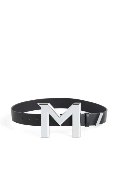 Pre-owned Mugler Women's  H&m Mbuckle Leather Belt In Black