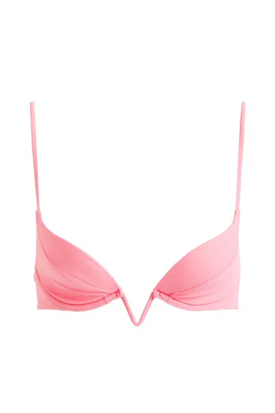 Pre-owned Mugler Women's  H&m Padded Bikini Top In Pink