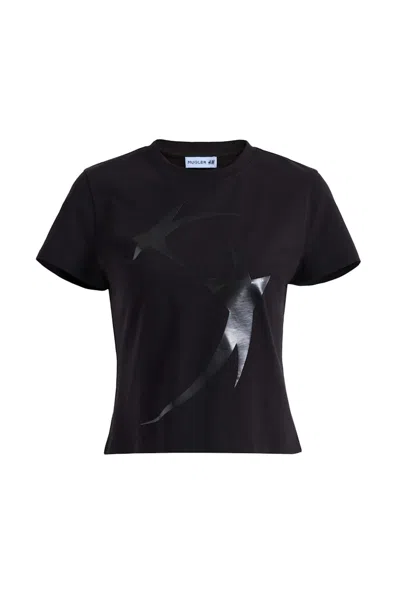 Pre-owned Mugler Women's  H&m Printed Fitted T-shirt In Black