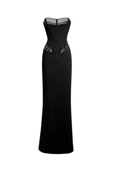 Pre-owned Mugler Women's  H&m Strapless Evening Gown In Black