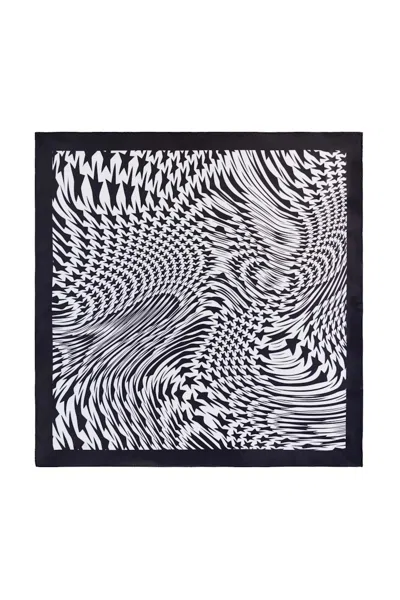 Pre-owned Mugler Women's  H&m Swirlingstar Silk Scarf In White/patterned