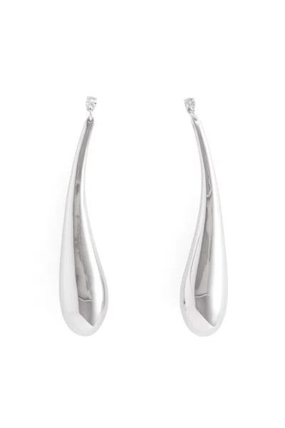Pre-owned Mugler Women's  H&m Teardrop Earrings In Silver/colored