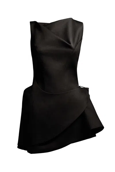 Pre-owned Mugler Women's  H&m Wool Mini Dress In Black