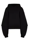 Mugler Hooded Organic Cotton Oversized Hoodie In Black