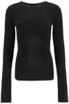 Mugler Ribbed Knit Top With Long Sleeves In Black