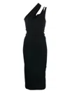 Mugler Crop Viscous Asymmetric Midi Dress In Black