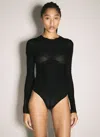 Mugler Women Ruched Bodysuit In Black