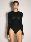 Mugler Women Ruched Bodysuit In Black