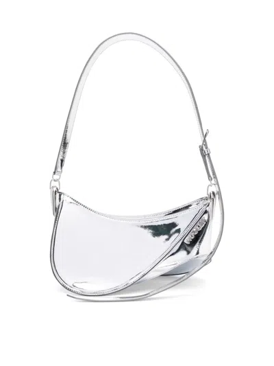 Mugler "furla Ava" Double Calf Leather Large Tote Bag In Silver