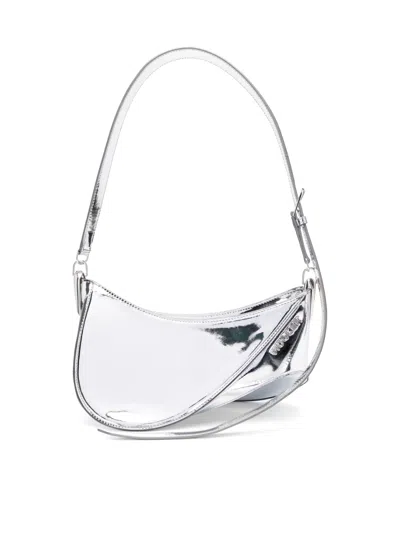 Mugler Small Spiral Curve 01 Shoulder Bag In Silver