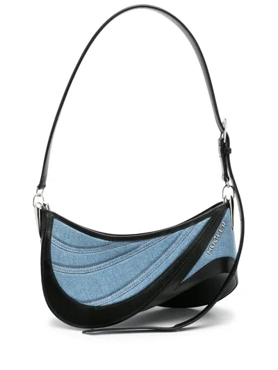 Mugler Medium Spiral Curve 01 Crossbody Bag In Denim