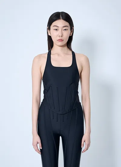 Mugler Women Stretch Corset Top In Blue