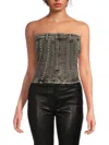 Mugler Women's Studded Denim Bandeau Top In Black