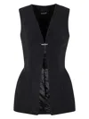 Mugler Womens Black Sleeveless V-neck Crepe Blazer In Black